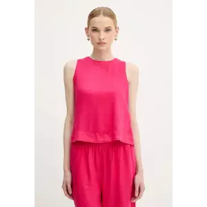 United Colors of Benetton bluză din in culoarea roz, uni, 5BMLDQ0BU imagine