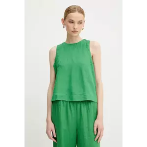 United Colors of Benetton bluză din in culoarea verde, uni, 5BMLDQ0BU imagine