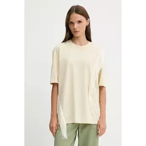 Sisley tricou din bumbac culoarea bej, 3F8NL107B imagine