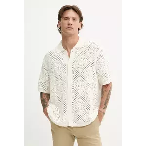 Levi's cardigan din bumbac SWEATER CAMP SHIRT culoarea bej, 0013G imagine