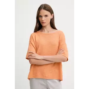 Sisley tricou din amestec de in culoarea portocaliu, 105GM106H imagine