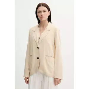 Pepe Jeans blazer din amestec de in culoarea bej, oversize, uni, PL402602 imagine