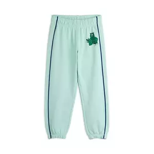 Mini Rodini pantaloni de trening din bumbac pentru copii Camp Rodini culoarea turcoaz, cu imprimeu, 2563010160 imagine