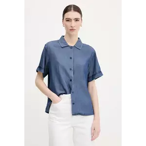 United Colors of Benetton cămașă culoarea bleumarin, cu guler clasic, relaxed, 5KHNDQ0BW imagine