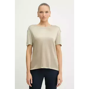 BOSS tricou din amestec de mătase culoarea bej, 50457656 imagine