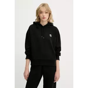 Karl Lagerfeld hanorac de bumbac culoarea negru, cu glugă, melanj, A3W20053 imagine
