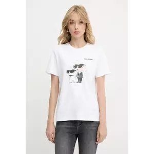 Karl Lagerfeld tricou din bumbac culoarea alb, A3W17077 imagine