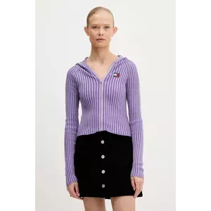 Tommy Jeans cardigan culoarea violet, light, DW0DW20974 imagine