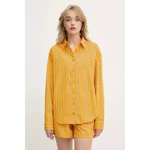 Silvian Heach cămașă din bumbac TANDAM culoarea portocaliu, cu guler clasic, relaxed, GPP25446CA imagine