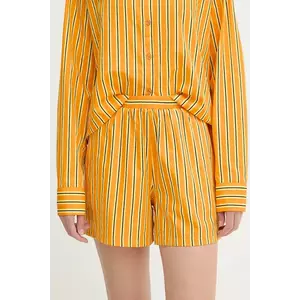 Silvian Heach pantaloni scurți din bumbac TAIR culoarea portocaliu, cu imprimeu, high waist, GPP25445SH imagine