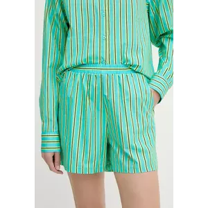 Silvian Heach pantaloni scurți din bumbac TAIR culoarea turcoaz, cu imprimeu, high waist, GPP25445SH imagine