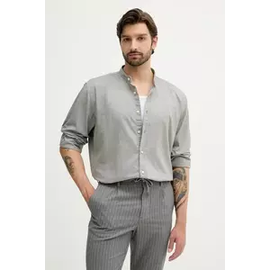 BOSS Orange cămașă din bumbac culoarea verde, cu guler stand-up, regular, 50543101 imagine