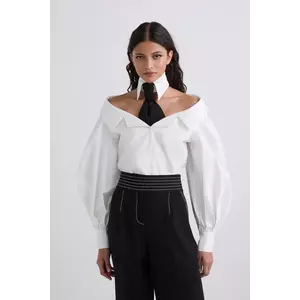 Karl Lagerfeld cămașă din bumbac culoarea alb, cu guler clasic, relaxed, A3W11042 imagine