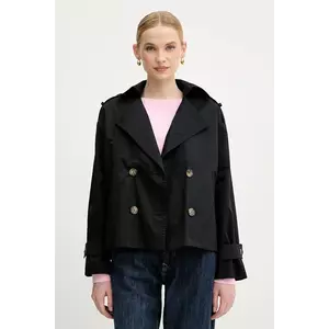 Sisley jachetă de bumbac culoarea negru, de tranzitie, oversize, 227YLN05Q imagine