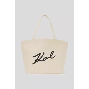 Karl Lagerfeld geantă de bumbac culoarea bej, A3W50108 imagine