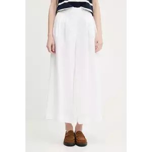 Pedro del Hierro pantaloni din in culoarea alb, lat, high waist, 7609786 imagine