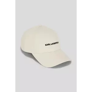Karl Lagerfeld șapcă de baseball din bumbac culoarea bej, cu imprimeu, A3W33023 imagine