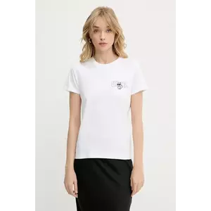 Karl Lagerfeld tricou din bumbac culoarea alb, A3W17085 imagine