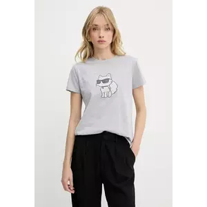 Karl Lagerfeld tricou din bumbac culoarea gri, A3W17110 imagine