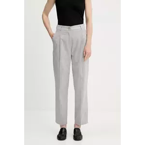 Sisley pantaloni culoarea gri, drept, high waist, 4X0KLF06V imagine