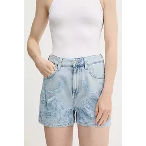 Sisley pantaloni scurți jeans cu imprimeu, high waist, 4AGWL901O imagine