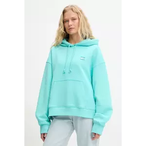 Tommy Jeans hanorac de bumbac culoarea roz, cu glugă, cu imprimeu, DW0DW19414 imagine