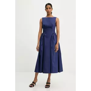 Answear Lab rochie din bumbac culoarea negru, midi, evazată imagine