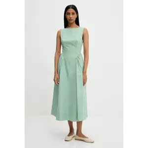 Answear Lab rochie din bumbac culoarea negru, midi, evazată imagine