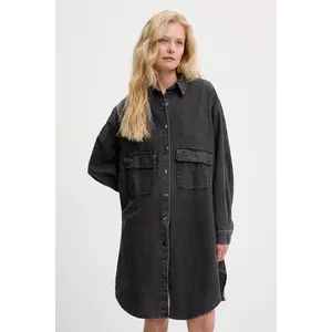 Answear Lab cămașă din denim culoarea negru, cu guler clasic, relaxed imagine
