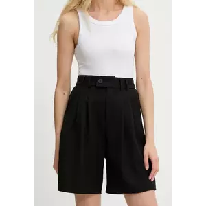 Answear Lab pantaloni scurti culoarea negru, neted, high waist imagine