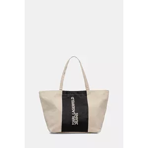Karl Lagerfeld Jeans geantă de bumbac culoarea bej, A3W50067 imagine