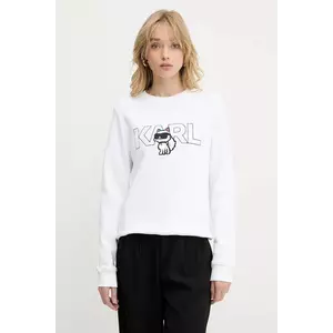 Karl Lagerfeld hanorac de bumbac culoarea alb, cu imprimeu, A3W20056 imagine
