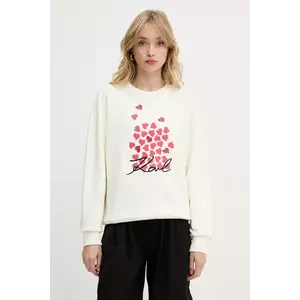 Karl Lagerfeld hanorac de bumbac culoarea bej, cu imprimeu, A3W20006 imagine