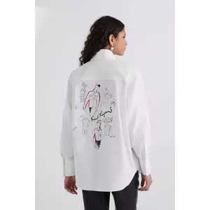 Karl Lagerfeld cămașă din bumbac culoarea alb, cu guler clasic, relaxed, A3W11040 imagine