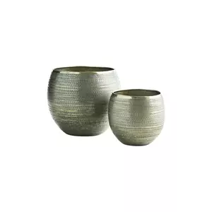 Madam Stoltz suport pentru ghiveci Hammered 33, 5 x 31/47 x 42 cm 2-pack culoarea verde imagine