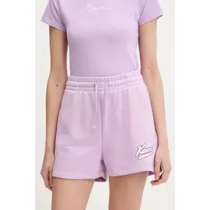 Karl Kani pantaloni scurți culoarea violet, cu imprimeu, high waist, PD00005434 imagine