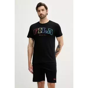Fila pijamale de bumbac culoarea negru, cu imprimeu, FPS1223 imagine