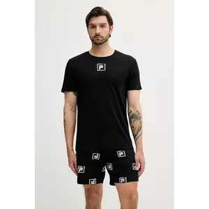 Fila pijamale de bumbac culoarea negru, cu imprimeu, FPS1221 imagine