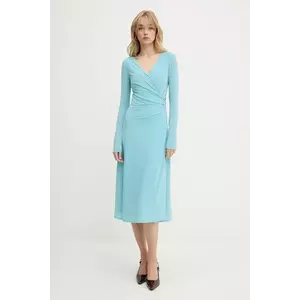 Karl Lagerfeld rochie culoarea turcoaz, midi, drept, A3W13042 imagine