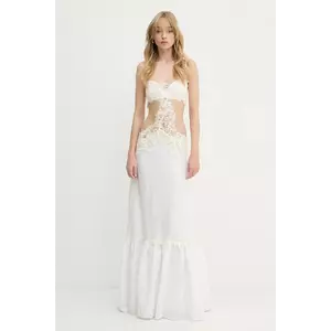 Ermanno Scervino rochie din amestec de in culoarea alb, maxi, evazati, D464Q629NZB imagine