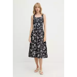 Karl Lagerfeld rochie din denim culoarea bleumarin, midi, evazati, A3W13004 imagine