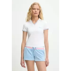 Juicy Couture tricou polo SHRUNKEN POLO TEE culoarea alb, JCWCT225355 imagine
