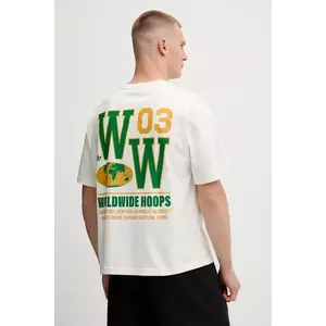 adidas Originals tricou Glbl Hoops Tee culoarea bej, cu imprimeu, JW6650 imagine