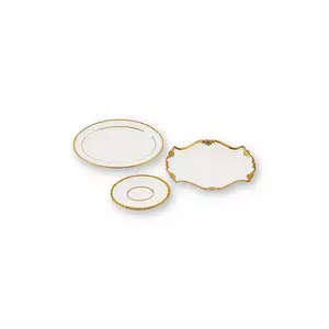 Pols Potten un set de farfurii Golden Finds 3-pack culoarea alb imagine