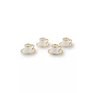Pols Potten set de cești cu farfurioare pentru 4 persoane Golden Finds 110 ml culoarea alb imagine