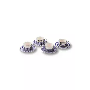 Pols Potten set de cești de espresso cu farfurioare pentru 4 persoane Aunty 90 ml culoarea bleumarin imagine