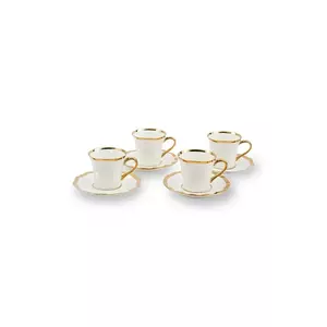 Pols Potten set de cești cu farfurioare pentru 4 persoane Golden Finds 220 ml culoarea alb imagine
