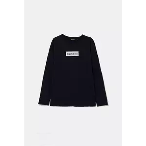 Napapijri longsleeve din bumbac pentru copii S-CHAMOIS culoarea bleumarin, cu imprimeu, NP0A4HYK1761 imagine