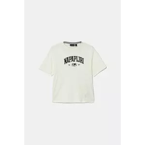 Napapijri tricou de bumbac pentru copii S-AHR culoarea bej, cu imprimeu, NP0A88ZO2061 imagine