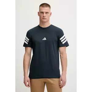 adidas tricou din bumbac Essentials culoarea bleumarin, cu imprimeu, JW4786 imagine